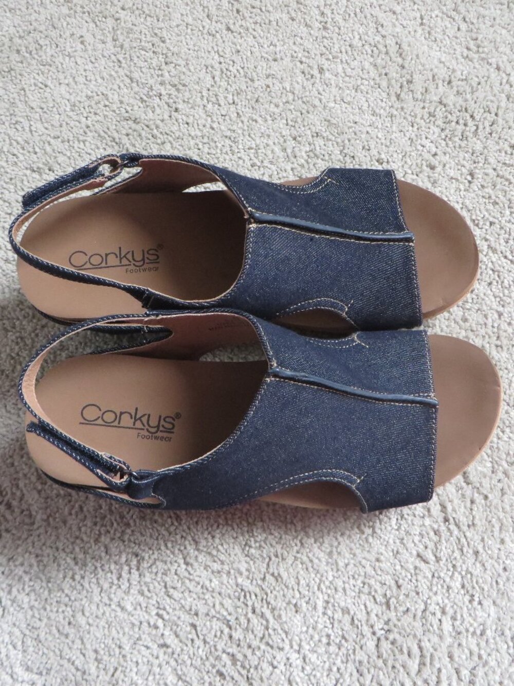 Corkys footwear womens carley wedges sandals size 8 dark blue denim - Picture 6 of 12